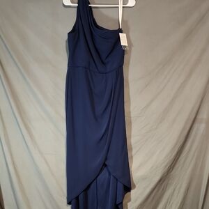 David's Bridal NWT Size 14 One-Shoulder Navy Gown